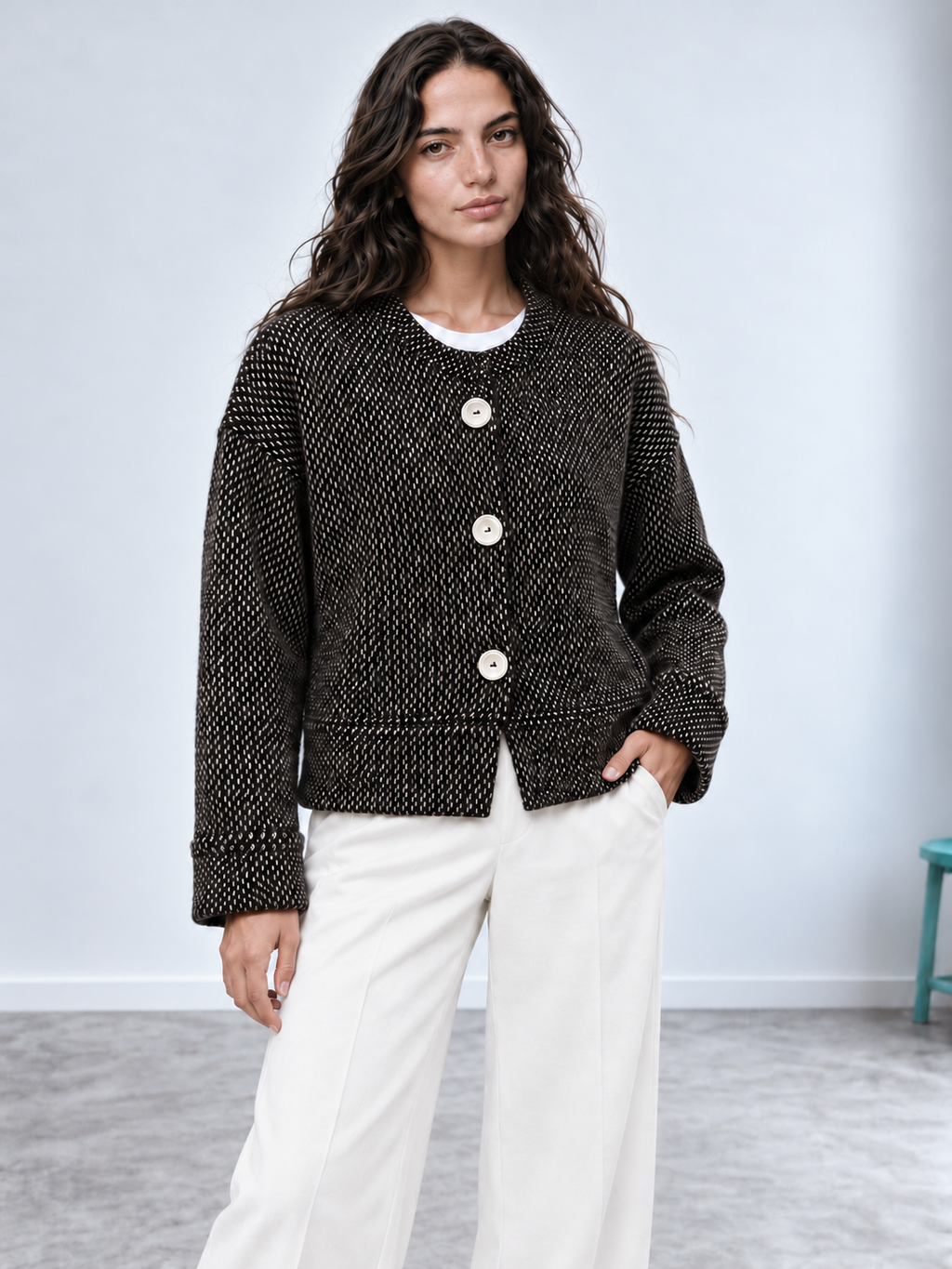 Mohair Triquot Cardigan.