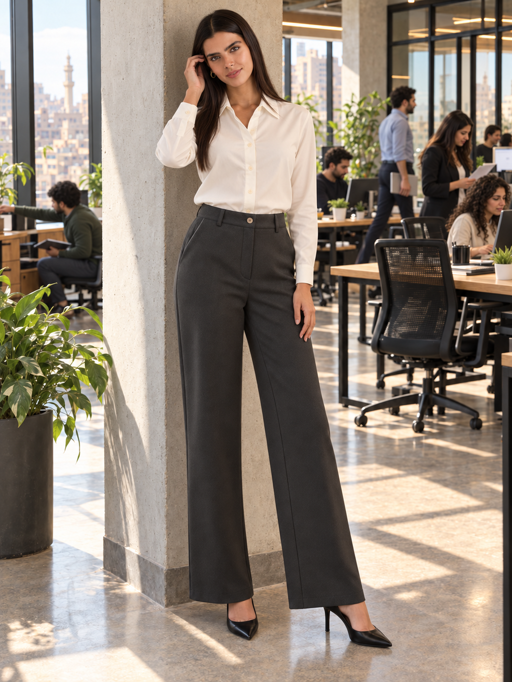 Tailored Wide-Leg Trousers.