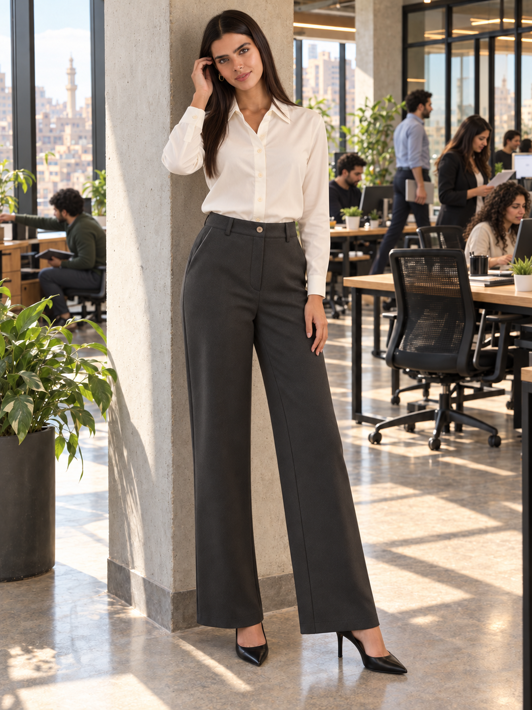 Tailored Wide-Leg Trousers.