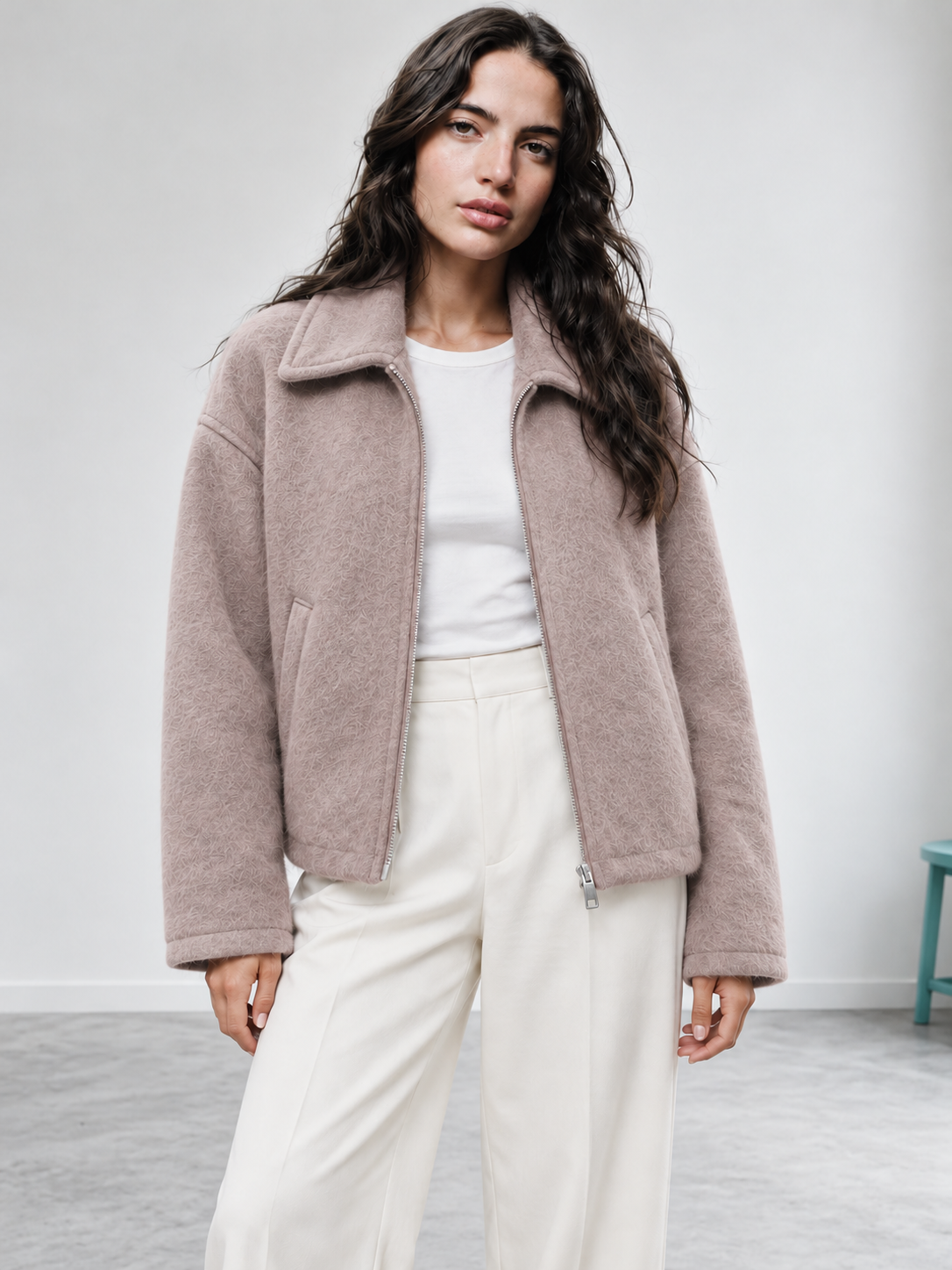 Mohair Zip Jacket.