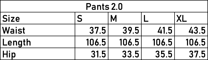 Heavyweight Sweatpants. size chart