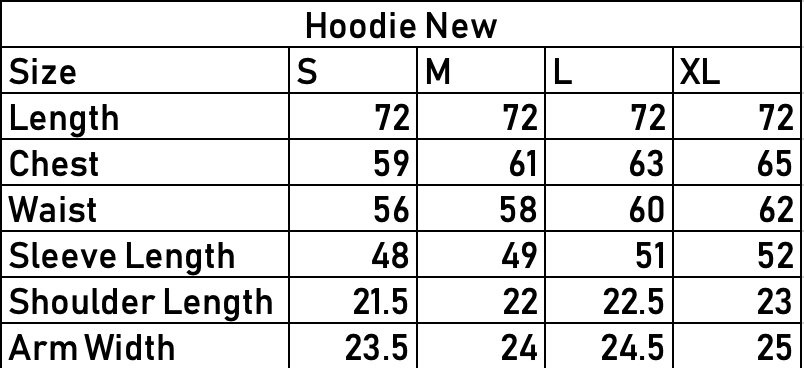 Mohair Knit Hoodie. size chart