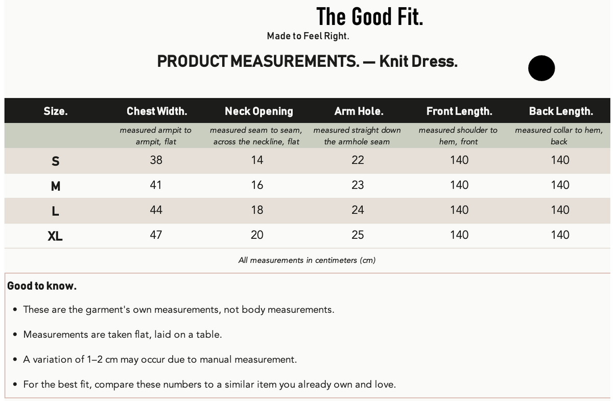 Open-Knit Maxi Dress size chart