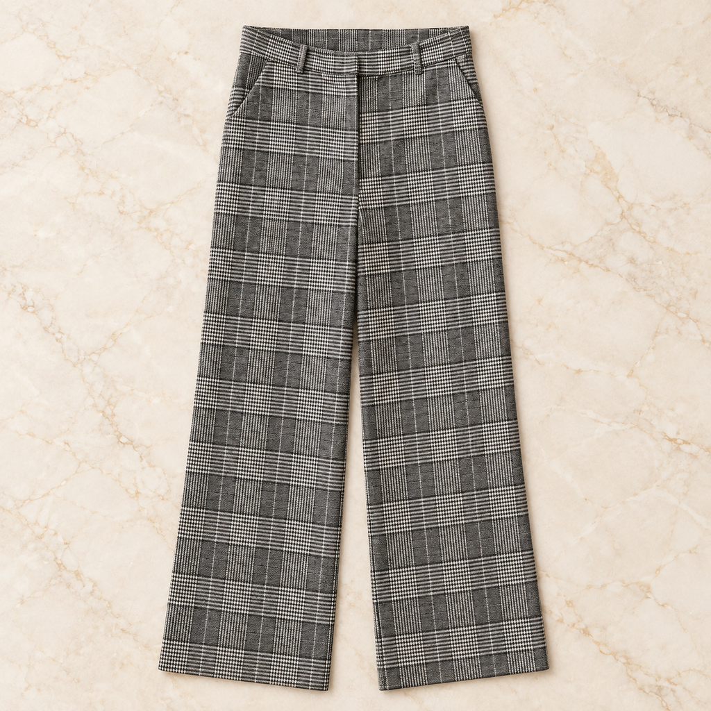 Checked Tailored Trousers.