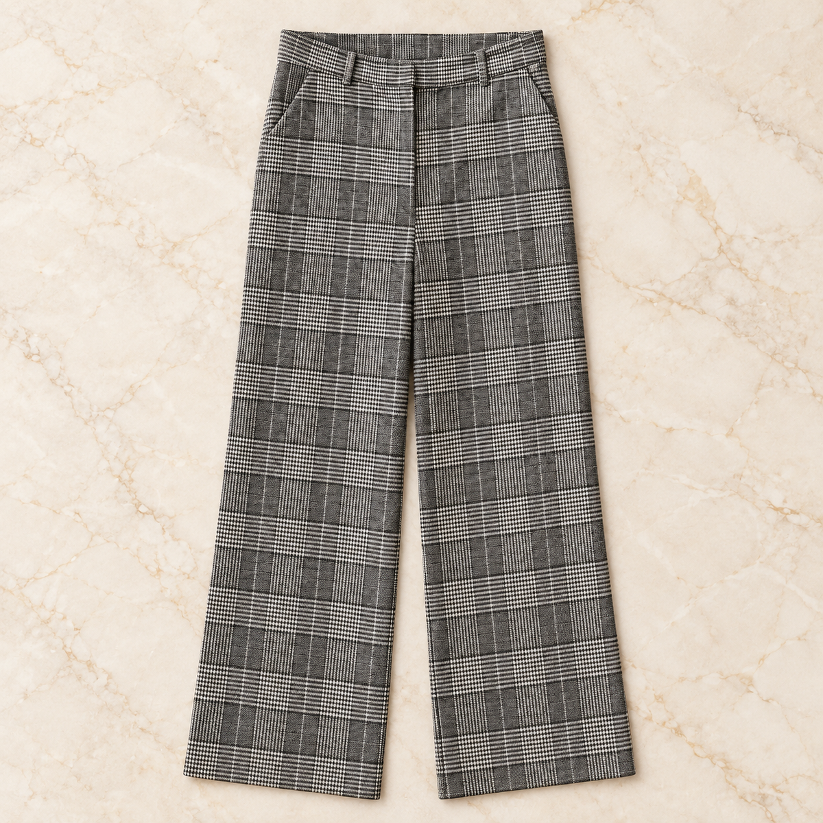 Checked Tailored Trousers.