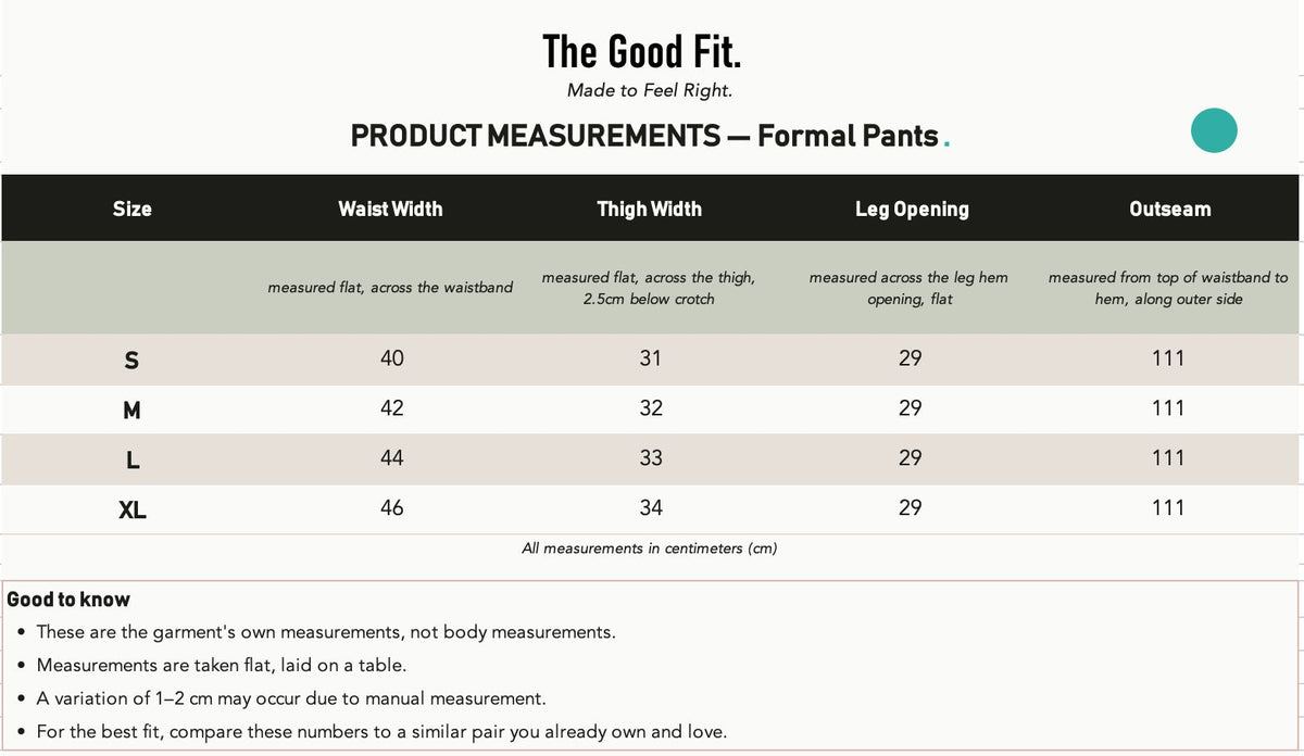 Checked Tailored Trousers. size chart