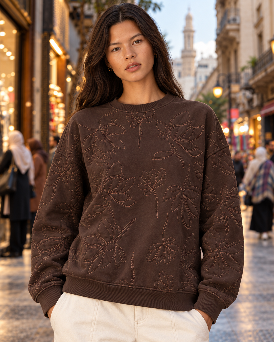 Floral Embroidered Sweatshirt.