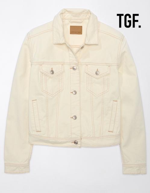 Cream Denim Jacket.